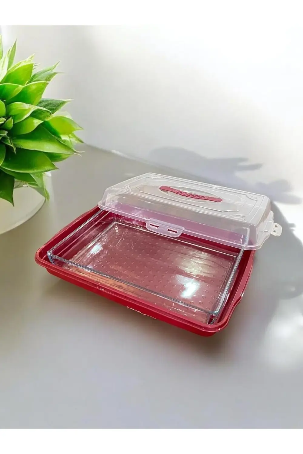 Kilitli Kapaklı Kek Börek Pasta Saklama Taşıma Kabı Borcam - Kek