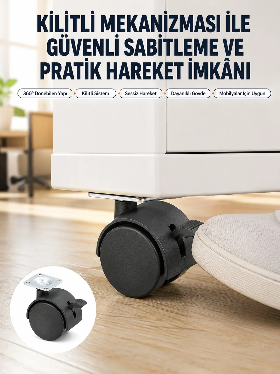 Kilitli Mini Tekerlek Ayak 4 Cm 4 Lü Set - Lisinya Diğer