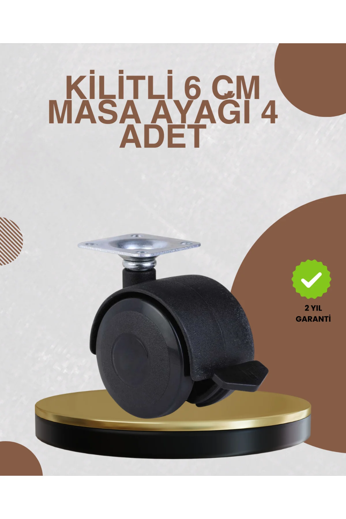 Kilitli Mobilya Ayağı 6 cm 4’lü Set Zemin Korumalı
