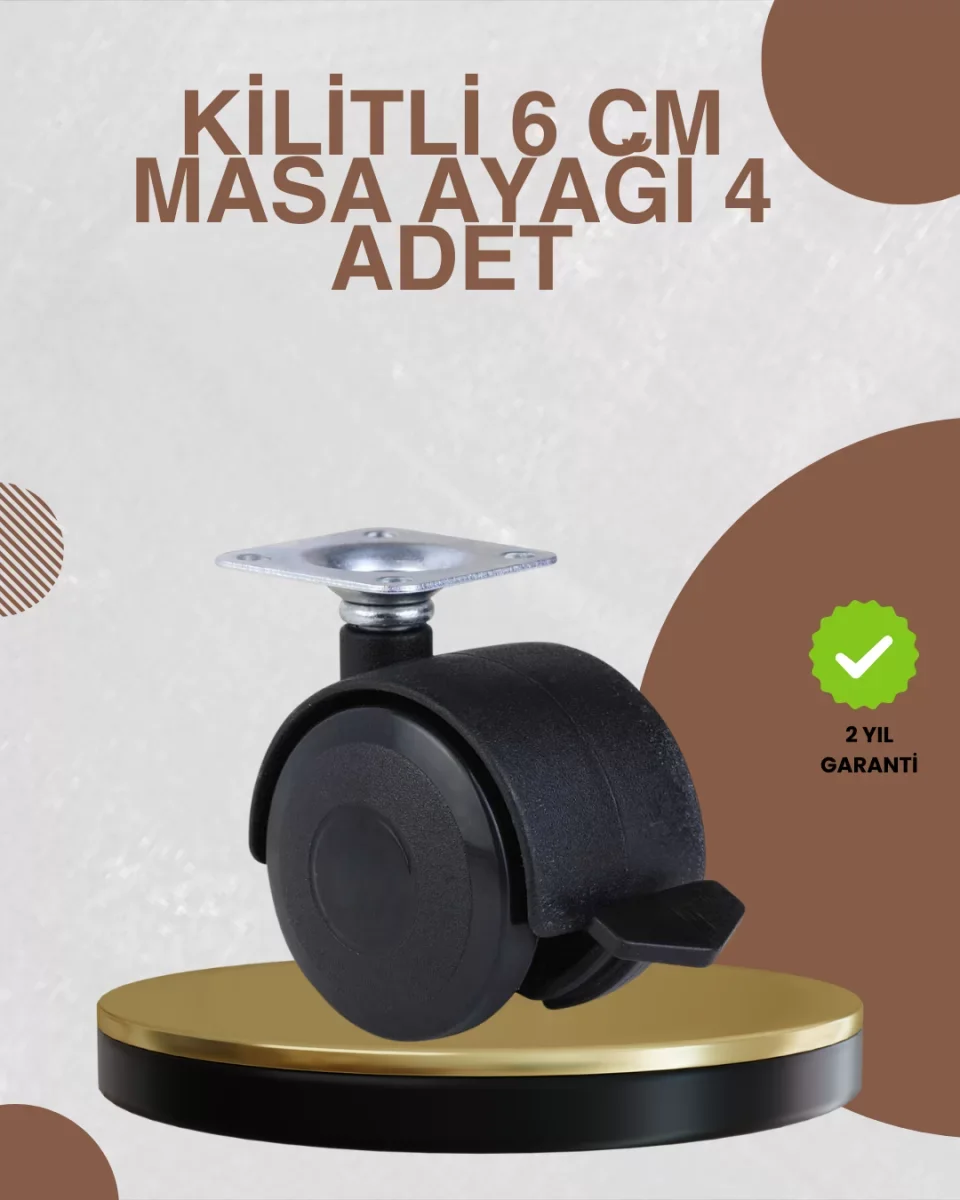 Kilitli Mobilya Ayağı 6 cm 4’lü Set Zemin Korumalı - Lisinya