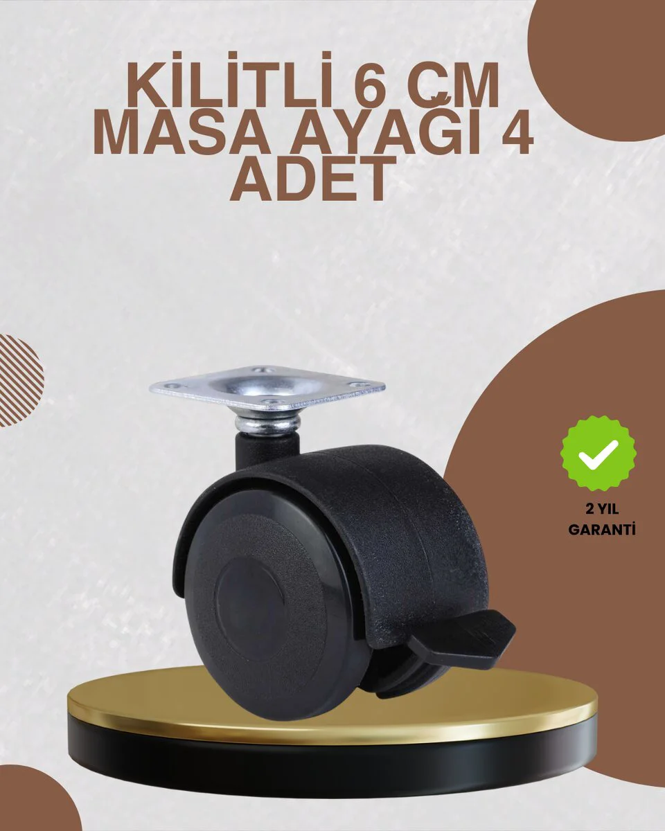 Kilitli Mobilya Ayağı 6 cm 4’lü Set - Zemini Korur ve Kaydırılır