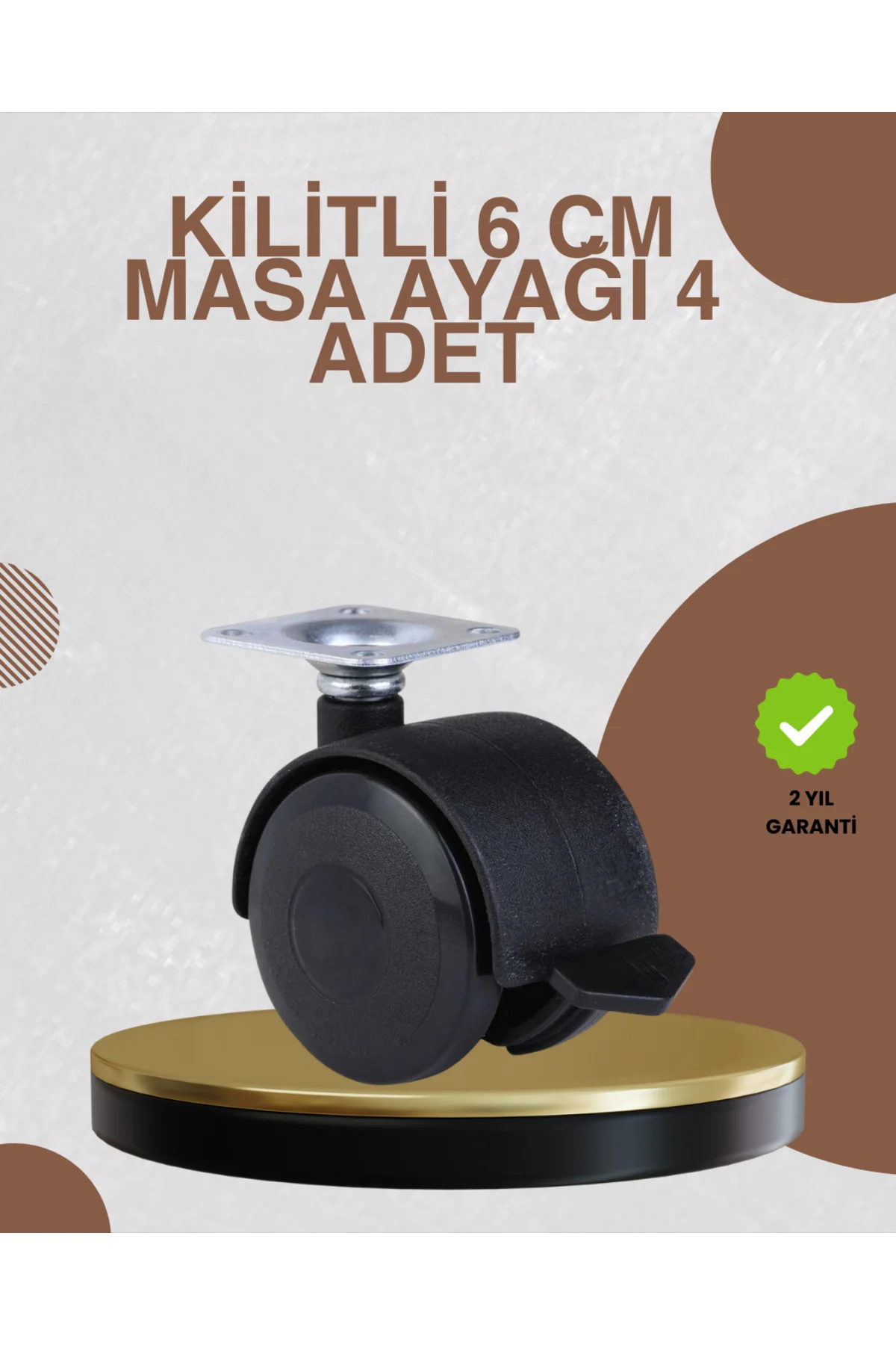 Kilitli Mobilya Ayağı 6 cm 4’lü Set Zemin Korumalı