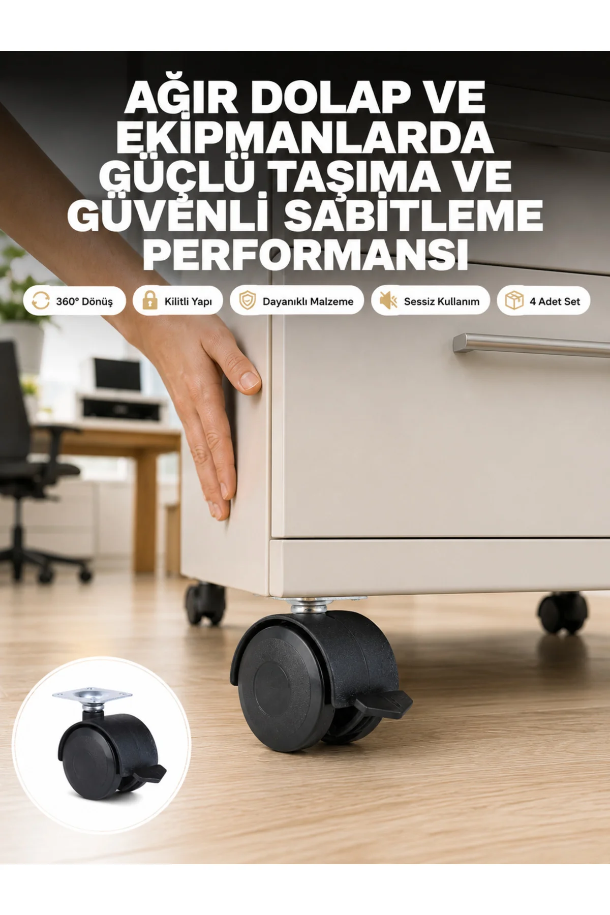 Kilitli Mobilya Tekerleği 6 Cm 4’Lü Kolay Kurulum Kilitli Mobilya Tekerleği 6 Cm 4’Lü Kolay Kurulum