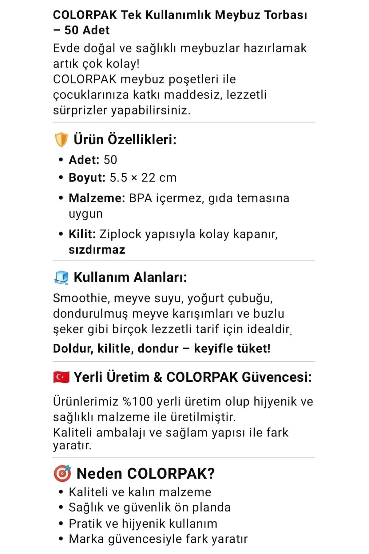 Kilitli Torbası 50 adet Kilitli Dondurma Poşeti 5.5x22cm Ev Yapımı Buzlu Atıştırmalık Poşeti Kilitli Torbası 50 adet Kilitli Dondurma Poşeti 5.5x22cm Ev Yapımı Buzlu Atıştırmalık Poşeti
