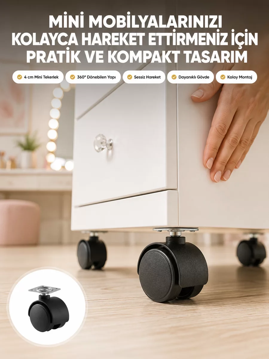 Kilitsiz 4 cm Mobilya Ayağı Tek Adet Pratik ve Dayanıklı