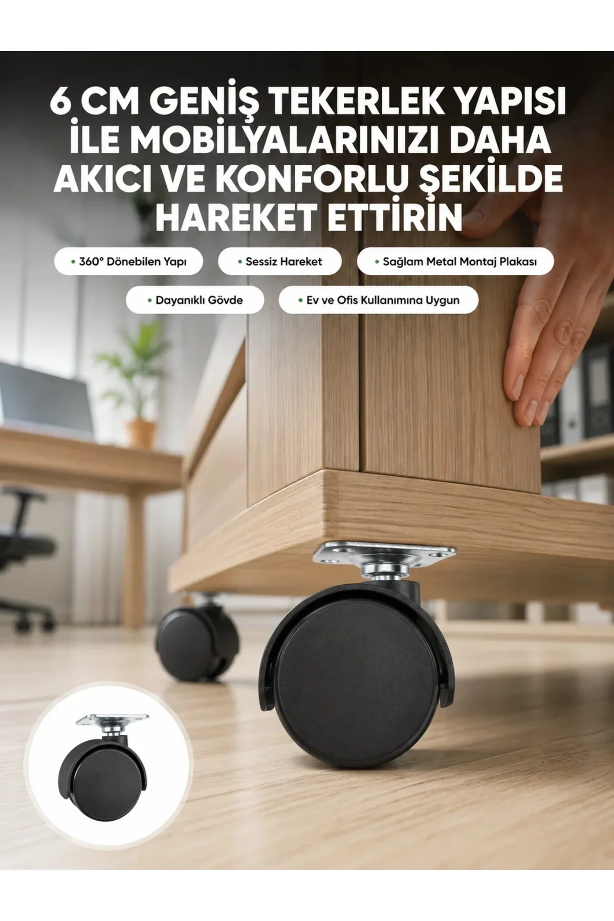 Kilitsiz 6 cm Tekerlek Ayak Tek Adet