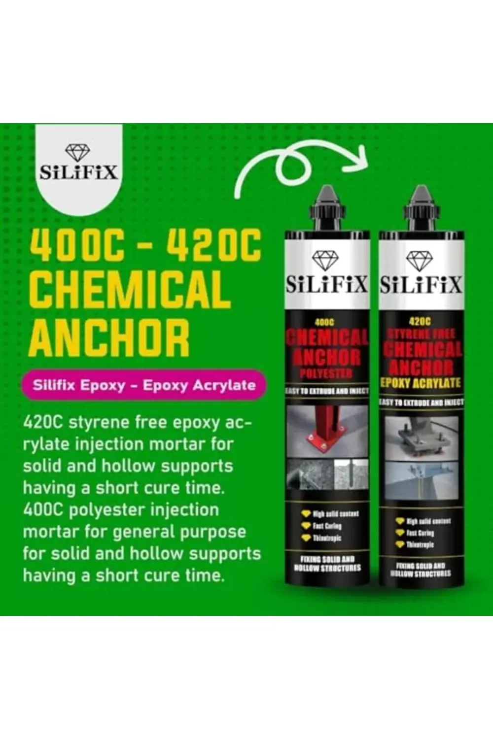 Kimyasal Dübel Epoksi (Polyester Değil) Ağır Dayanıklı (Silikon T