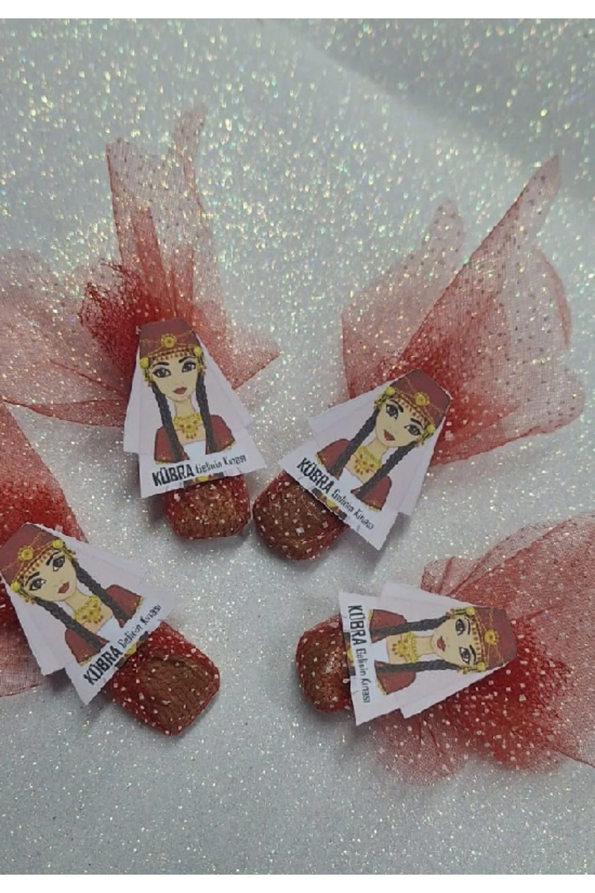 Kına Gecesi Dağıtmalık Beyaz Yazmalı Kına İsme Özel 50 li