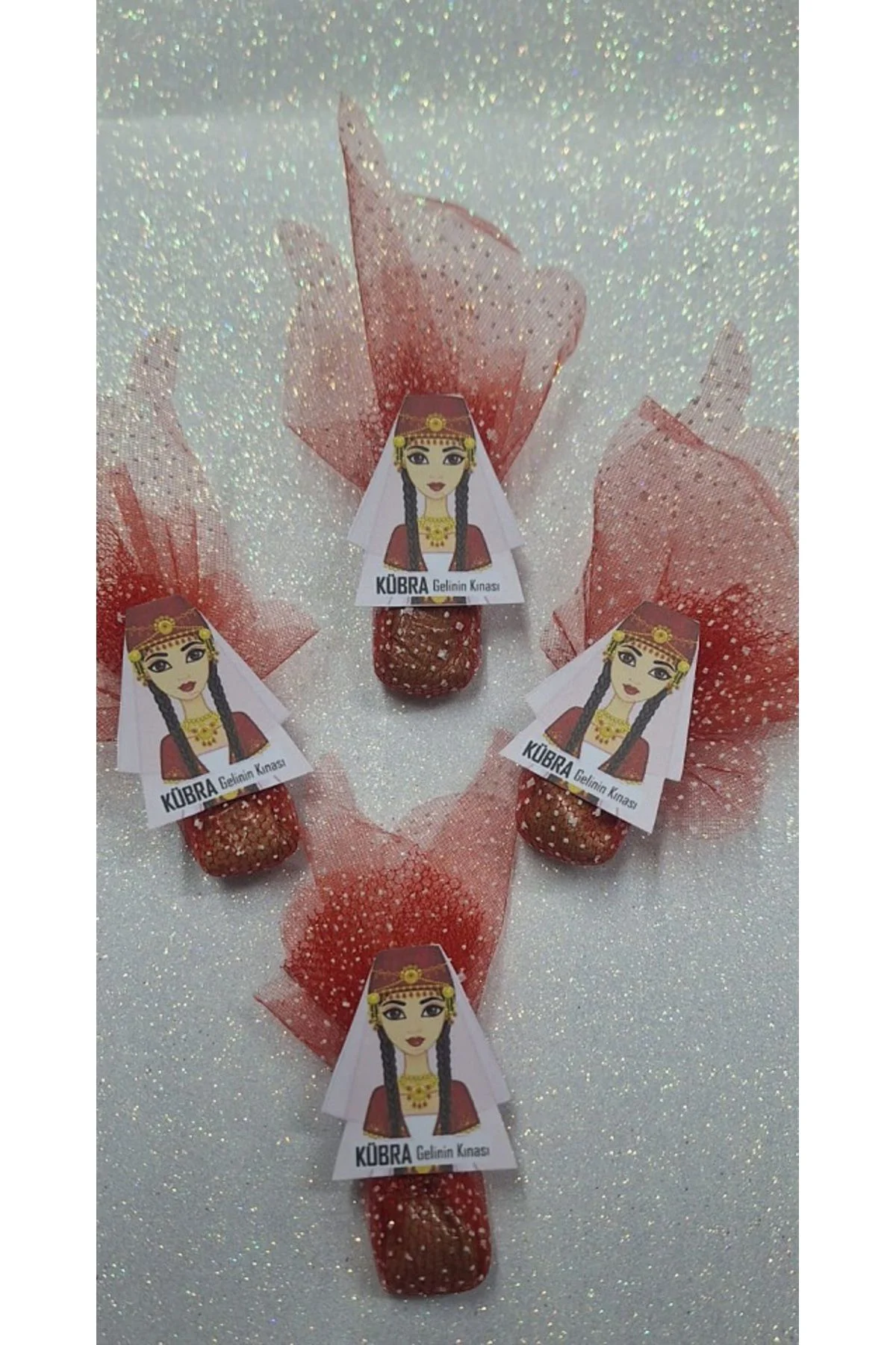 Kına Gecesi Dağıtmalık Beyaz Yazmalı Kına İsme Özel 50 li