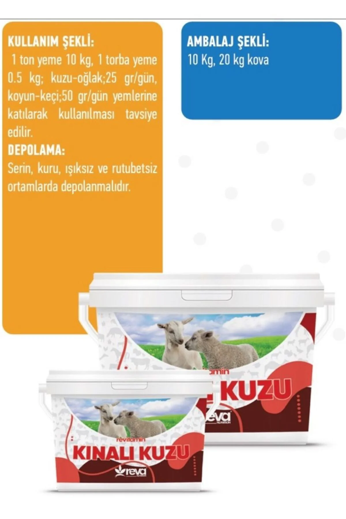 Kınalı Kuzu Koyun Keçi Kuzu ve Buzağı Hayvan Yem Katkı 10 KG Kova