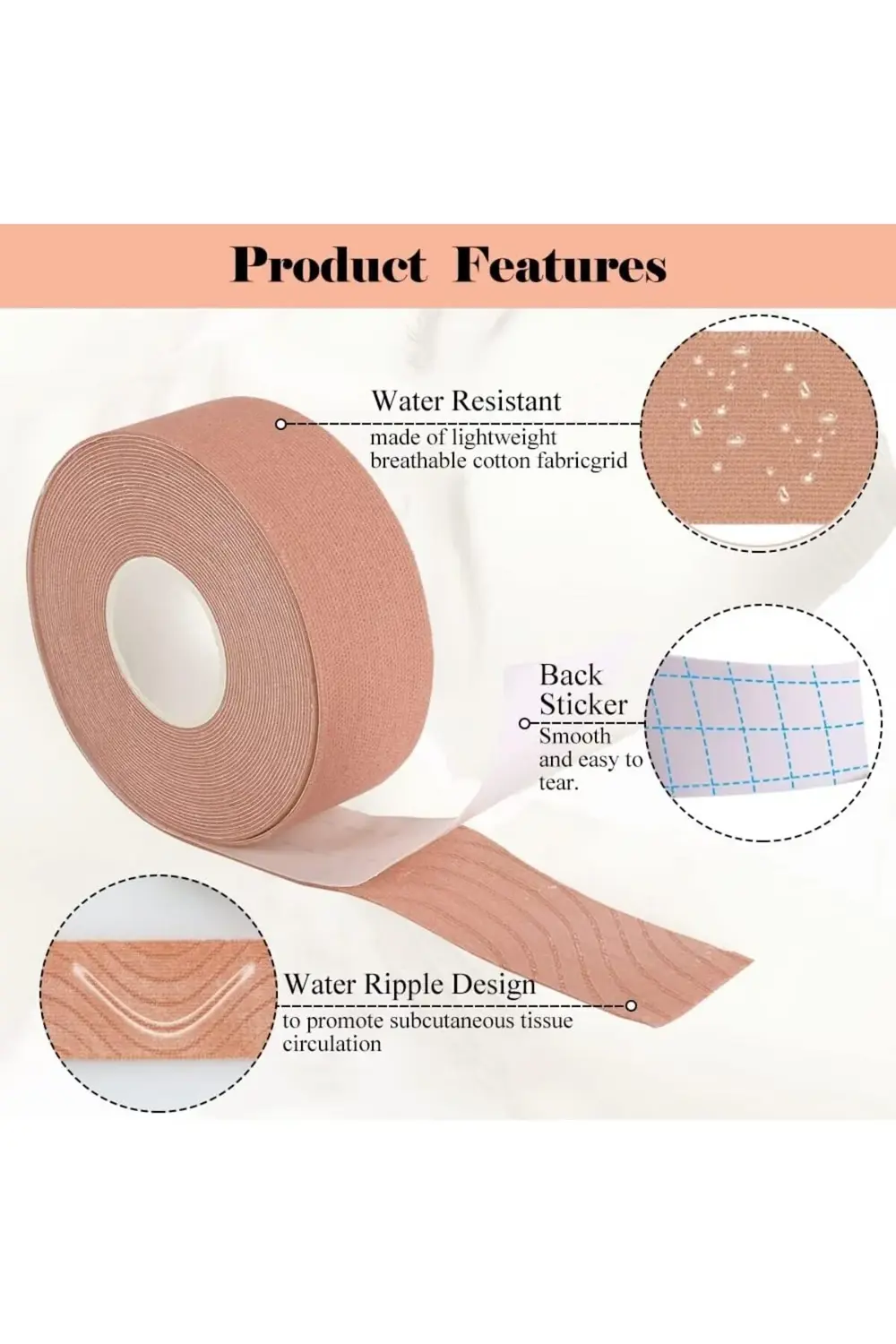 Kinesio Ağrı Bandı - Kinesiotape Bantlama - Boob Tape -Yüz Germe-