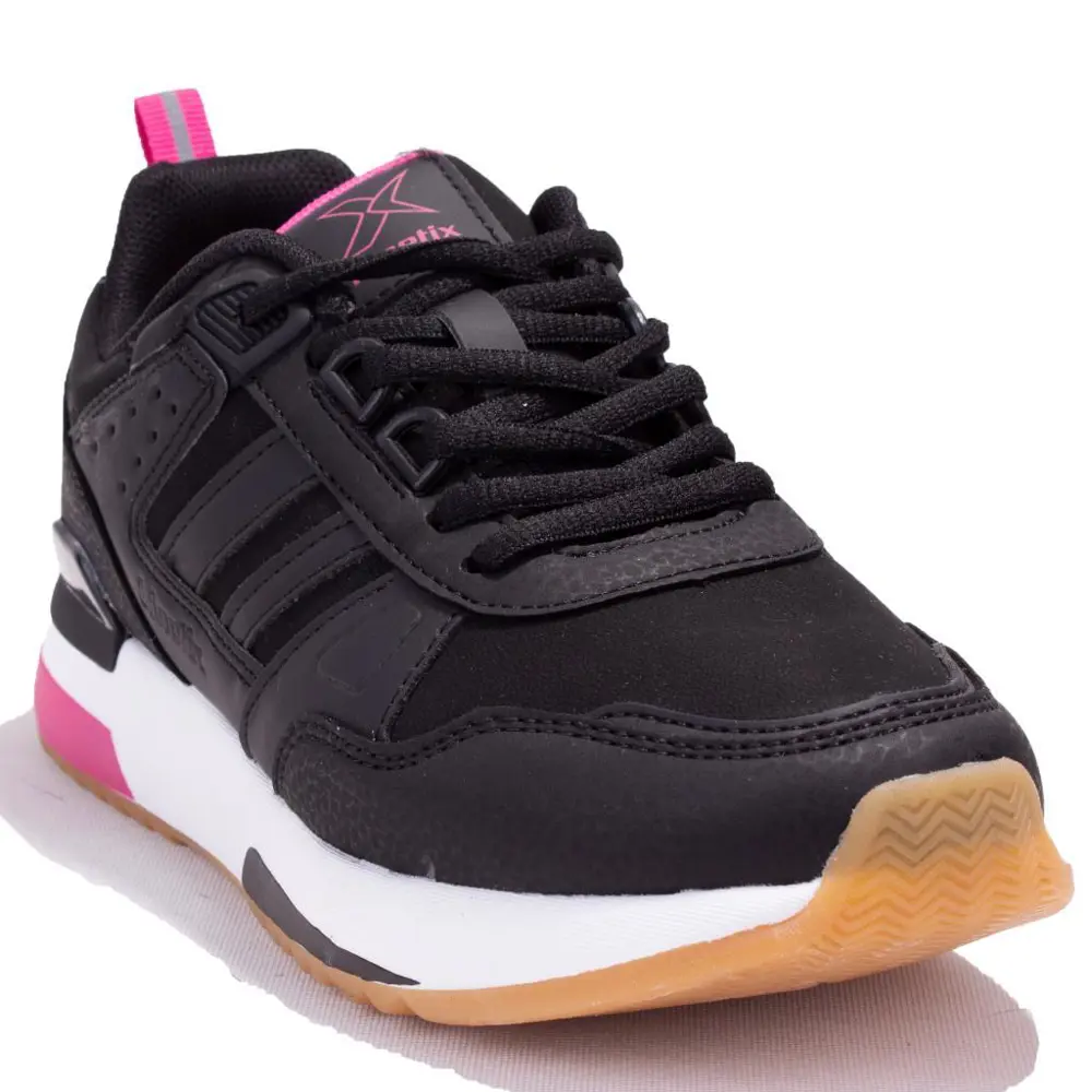 Kinetix Blaze Pu Siyah Fuşya Ortopedik Günlük Kadın Spor Ayakkabı