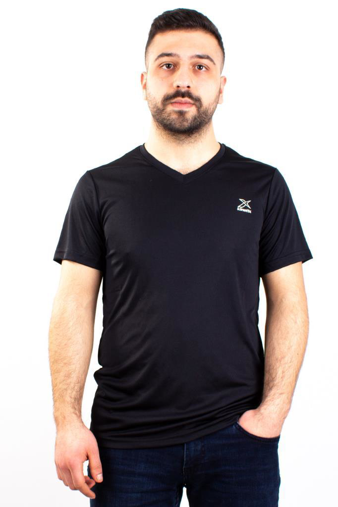 Kinetix  Sn-222 Neck Siyah Günlük Erkek V Yaka Tişört