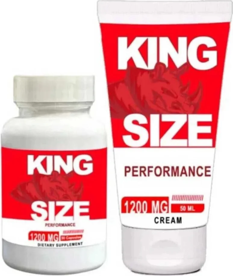 King Size 1200 Mg Erkek Kremi & Kapsülü – 30 Lu ve 50 ml Krem Bir Arada
