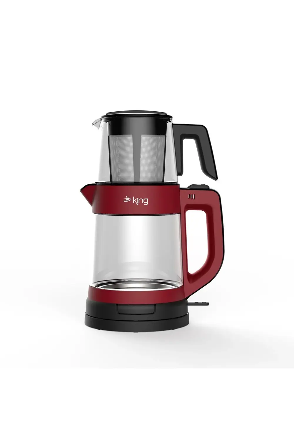 KİNG TEA PRO KCM330 CAM ÇAY MAKİNESİ KIRMIZI
