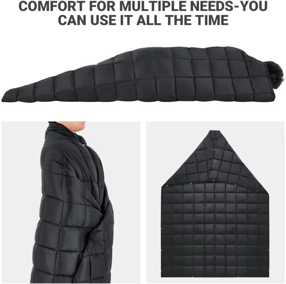 KingCamp Smart 540 Giyilebilir Panço Kamp Battaniyesi Siyah