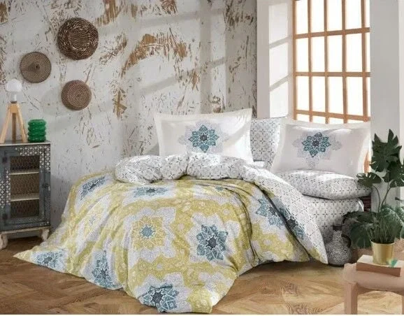Kingsize Poplin Nevresim Amanda Sarı