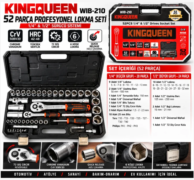 KINGSQUEEN WIB-210 52 Parça Profesyonel Lokma Seti KINGSQUEEN WIB-210 52 Parça Profesyonel Lokma Seti