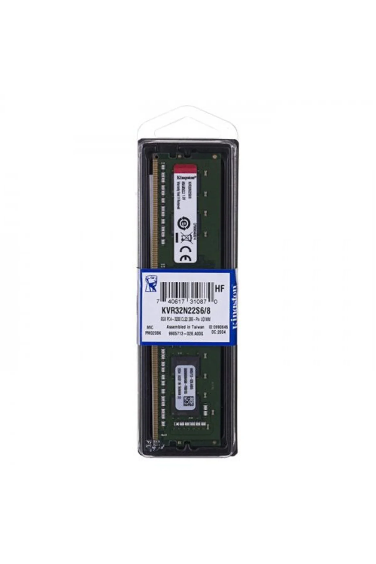 KINGSTON 8GB DDR4 3200Mhz CL22 Pc Ram KVR32N22S6/8 KINGSTON 8GB DDR4 3200Mhz CL22 Pc Ram KVR32N22S6/8