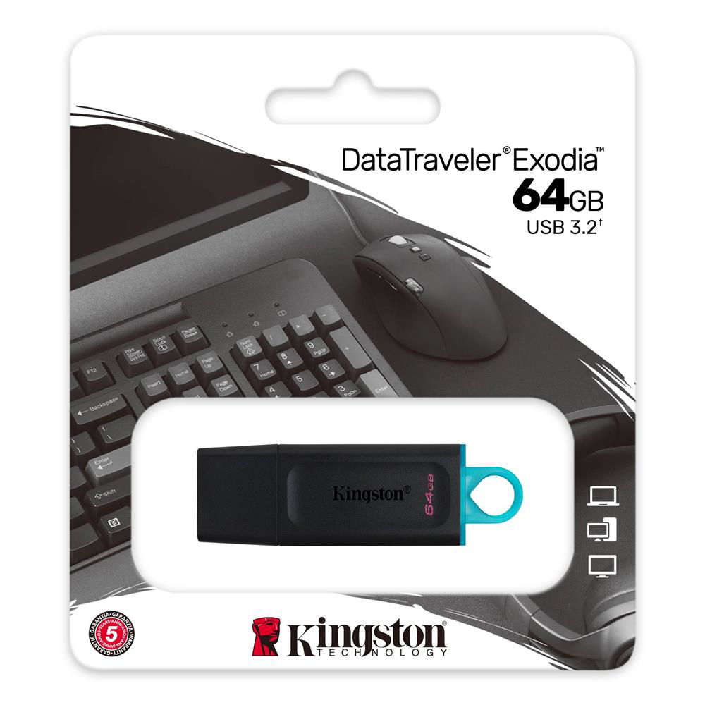 Kingston DTX-64GB 64GB USB3.2 Gen 1 DataTraveler Exodia (Black +