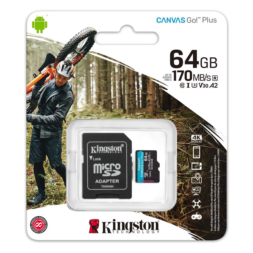 Kingston SDCG3-64GB 64GB microSDXC Canvas Go Plus 170R A2 U3 V30