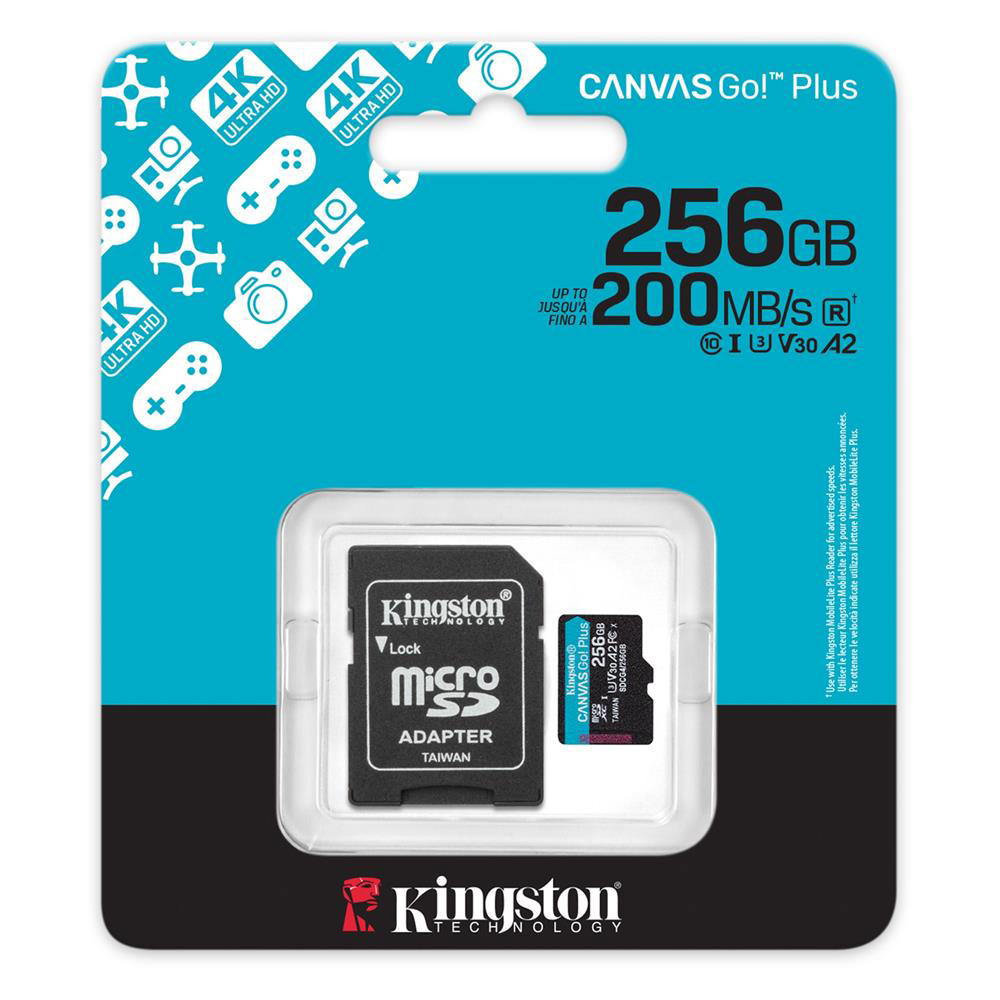 Kingston SDCG4-256GB 256GB microSDXC Canvas Go Plus Gen4 200MB-s