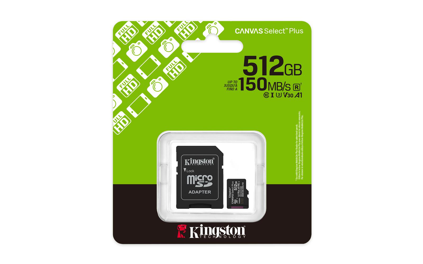 Kingston SDCS3-512GB 512GB microSDXC Canvas Select Plus Gen3 150M