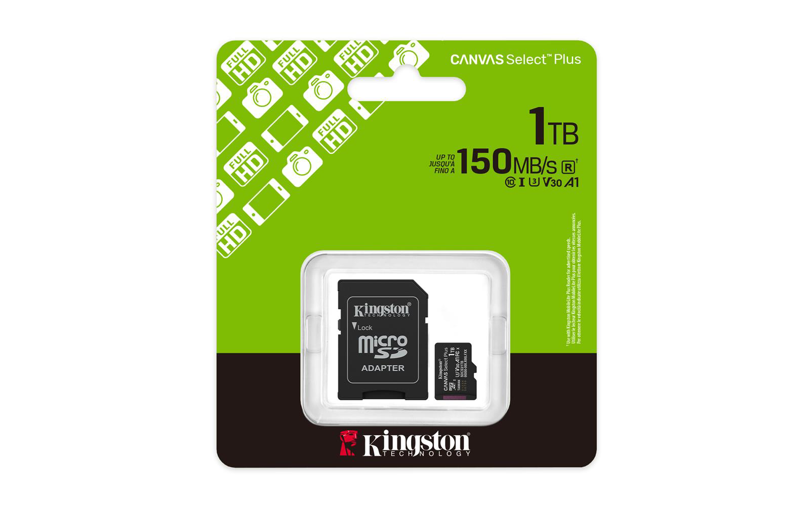 Kingston SDCS3-1TB 1TB microSDXC Canvas Select Plus Gen3 150MB-s