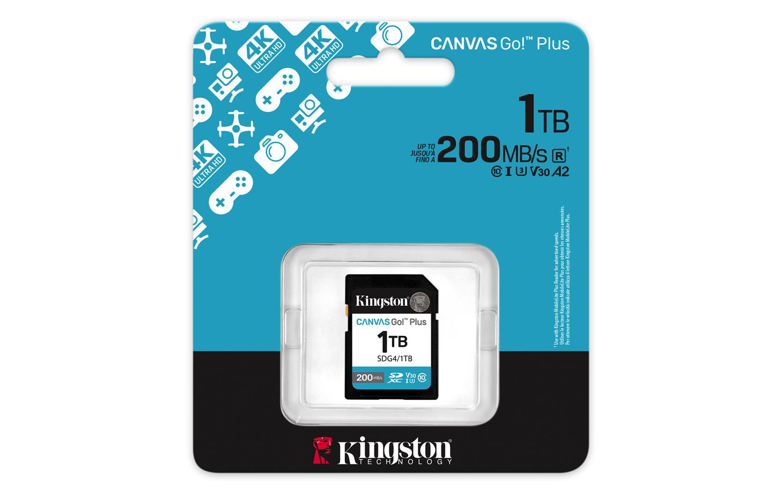 Kingston SDG4-1TB 1TB SDXC Canvas Go Plus Gen4 200MB-s C10 UHS-I
