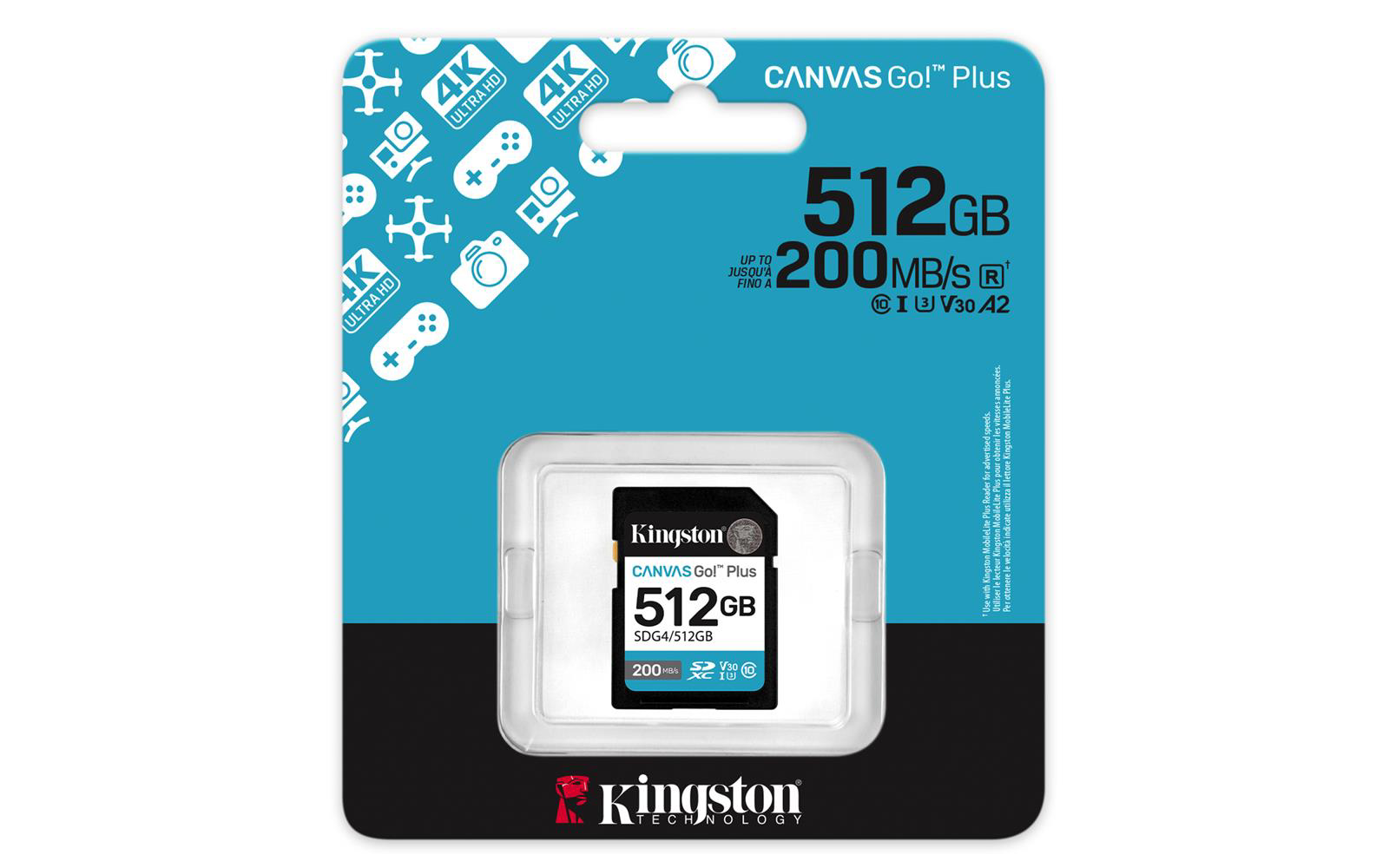 Kingston SDG4-512GB 512GB SDXC Canvas Go Plus Gen4 200MB-s C10 UH