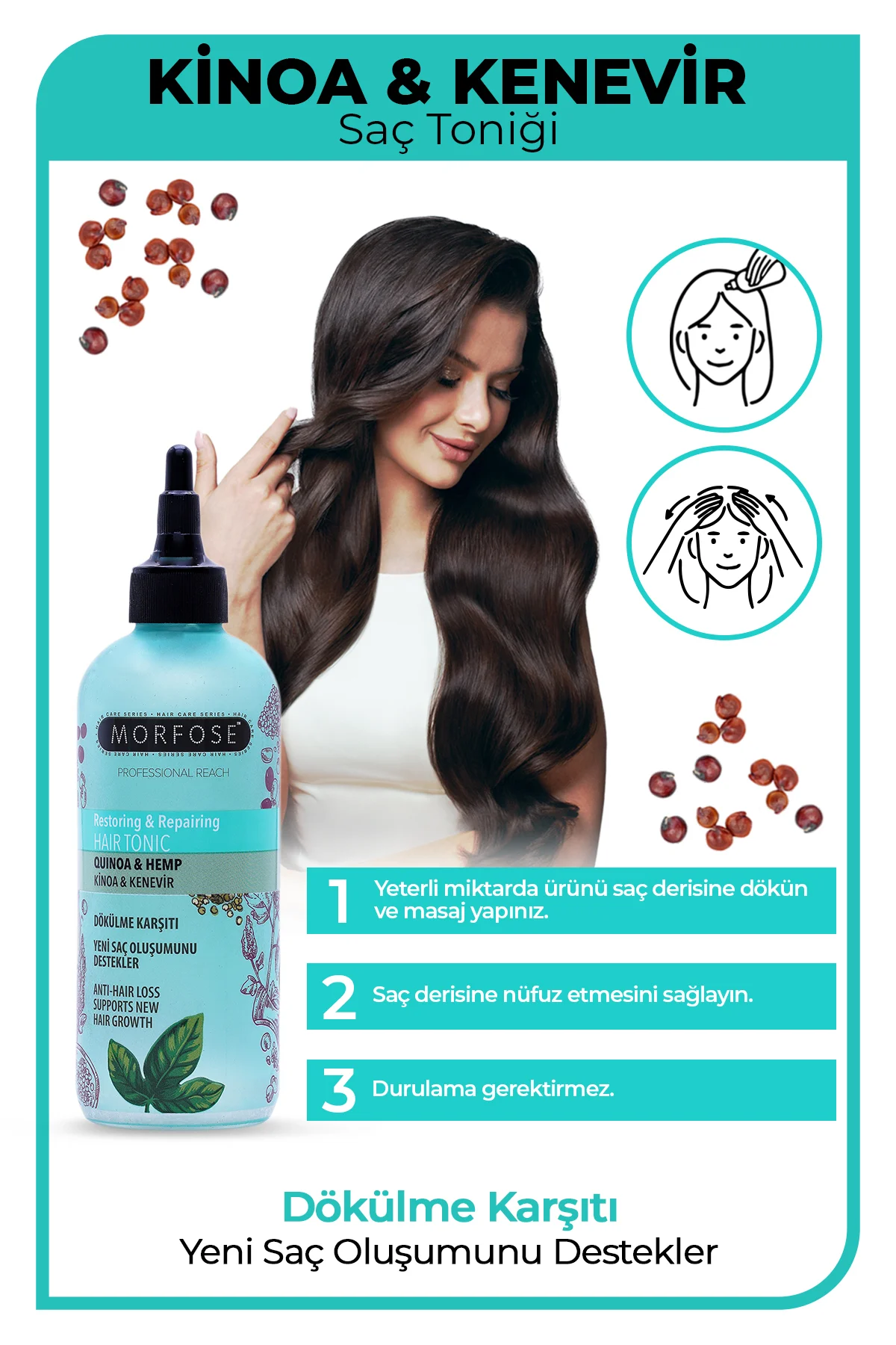 Kinoa ve Kenevir İçeren Dökülme Karşıtı Saç Toniği 300 ml