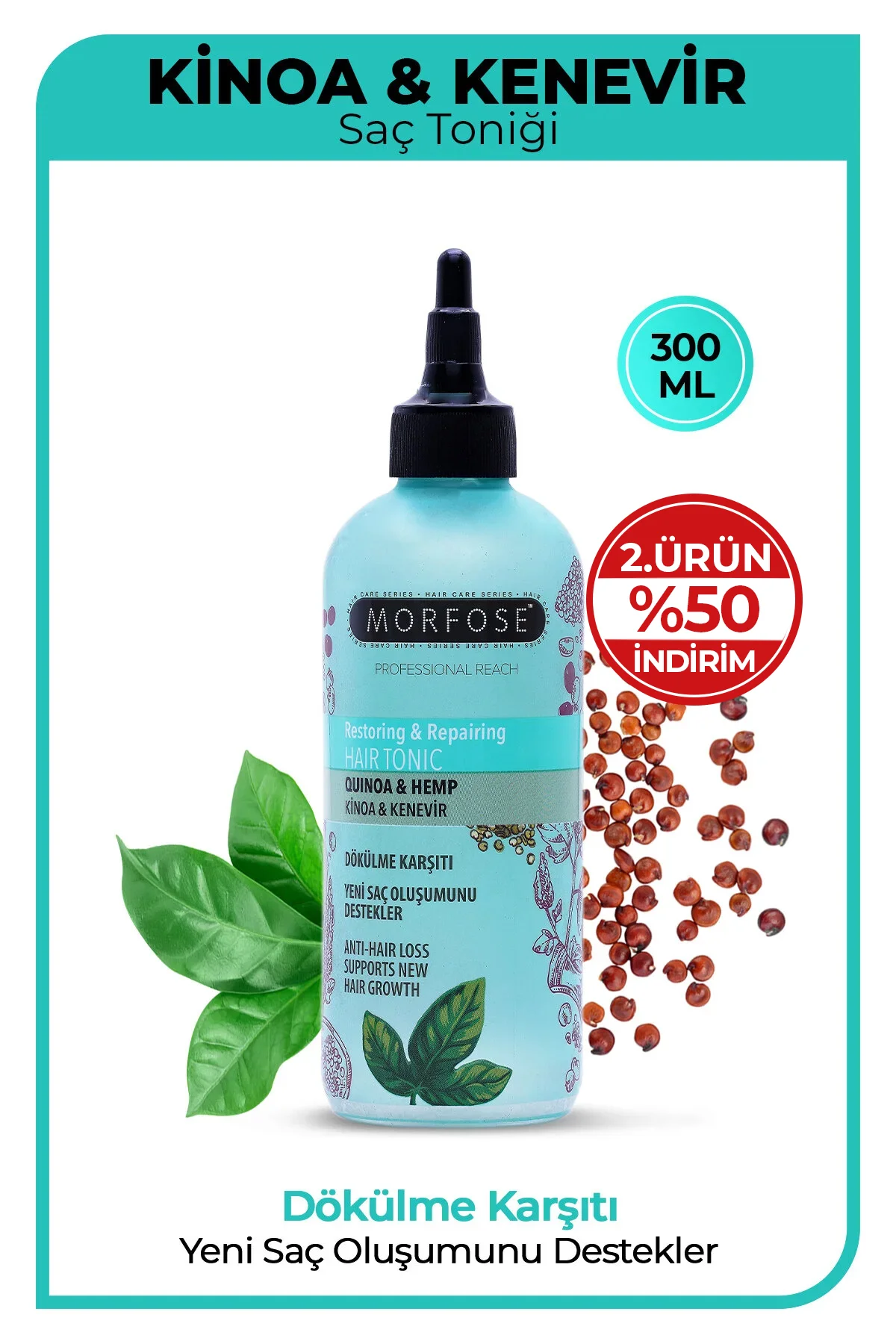 Kinoa ve Kenevir İçeren Dökülme Karşıtı Saç Toniği 300 ml