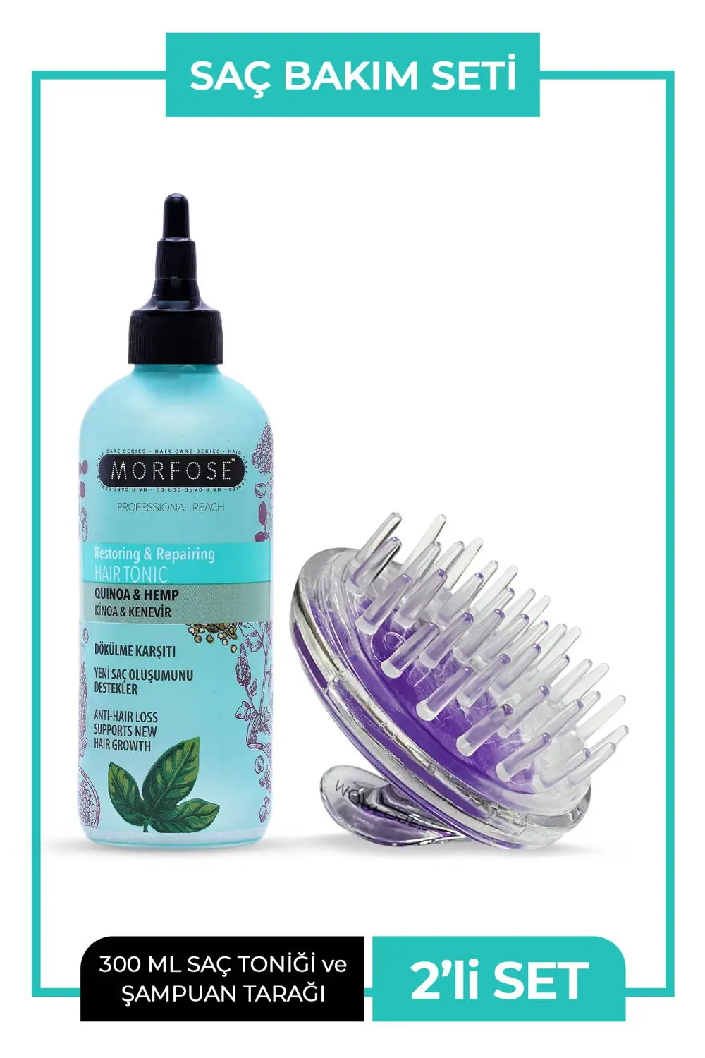 Kinoa ve Kenevir İçeren Dökülme Karşıtı Saç Toniği 300 ml + Şampu