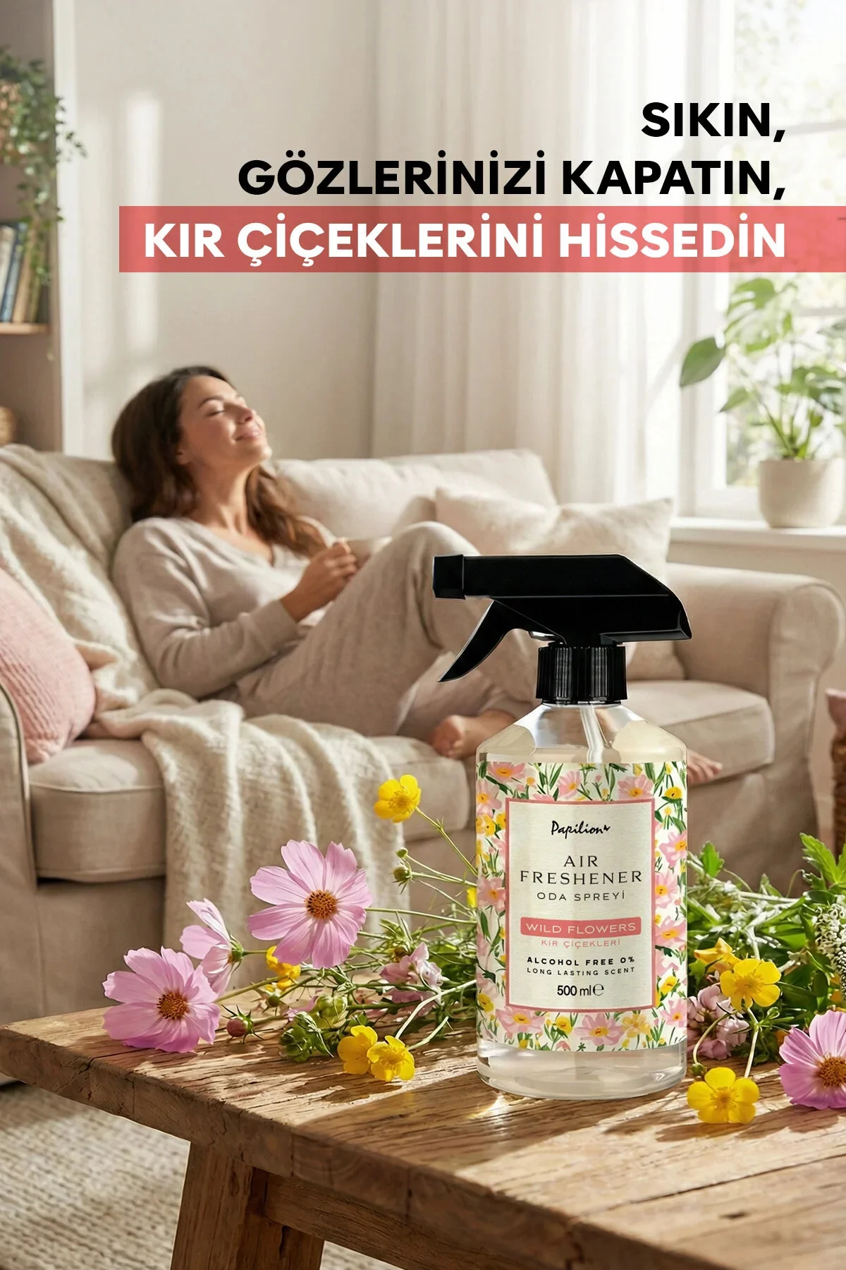 Kır Çiçekleri Sprey Oda Kokusu 500 ml Doğal Ferahlatıcı Çiçeksi Bahar kokusu