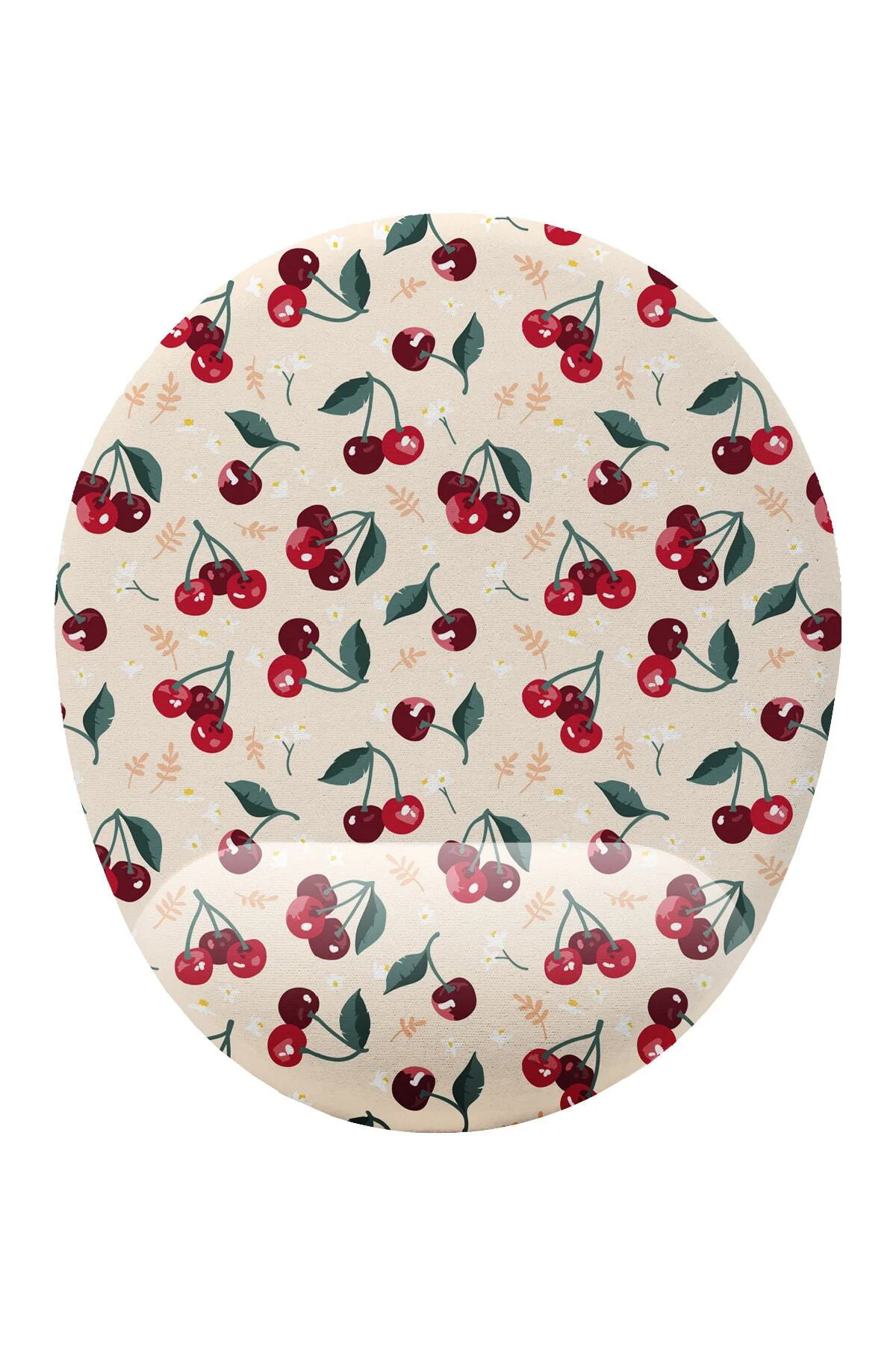 Kiraz Desenli Bilek Destekli Mouse Pad Ergonomik Kaymaz Taban Mousepad Fare Altlığı
