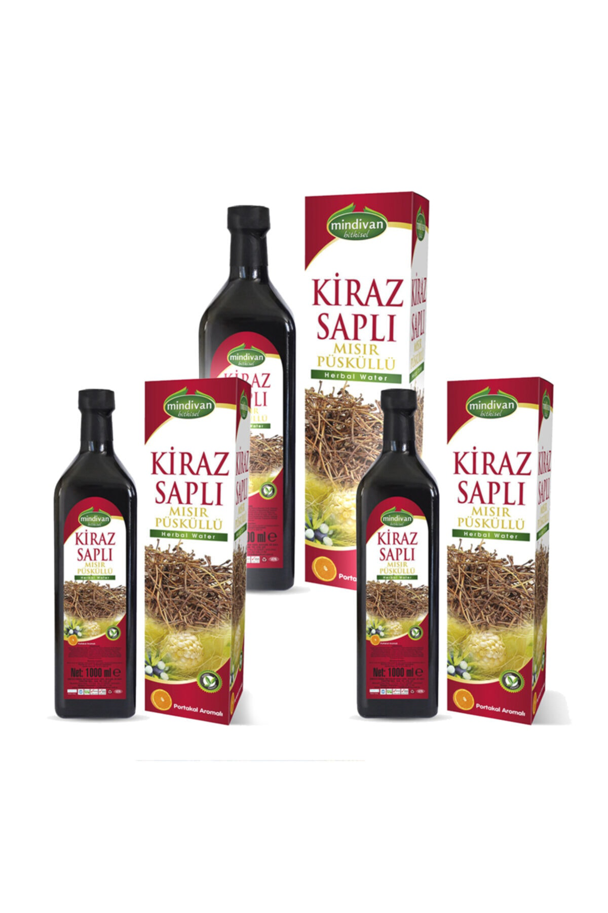 Kiraz Sapı Mısır Püskülü Detox Suyu 1 lt X 3 Adet