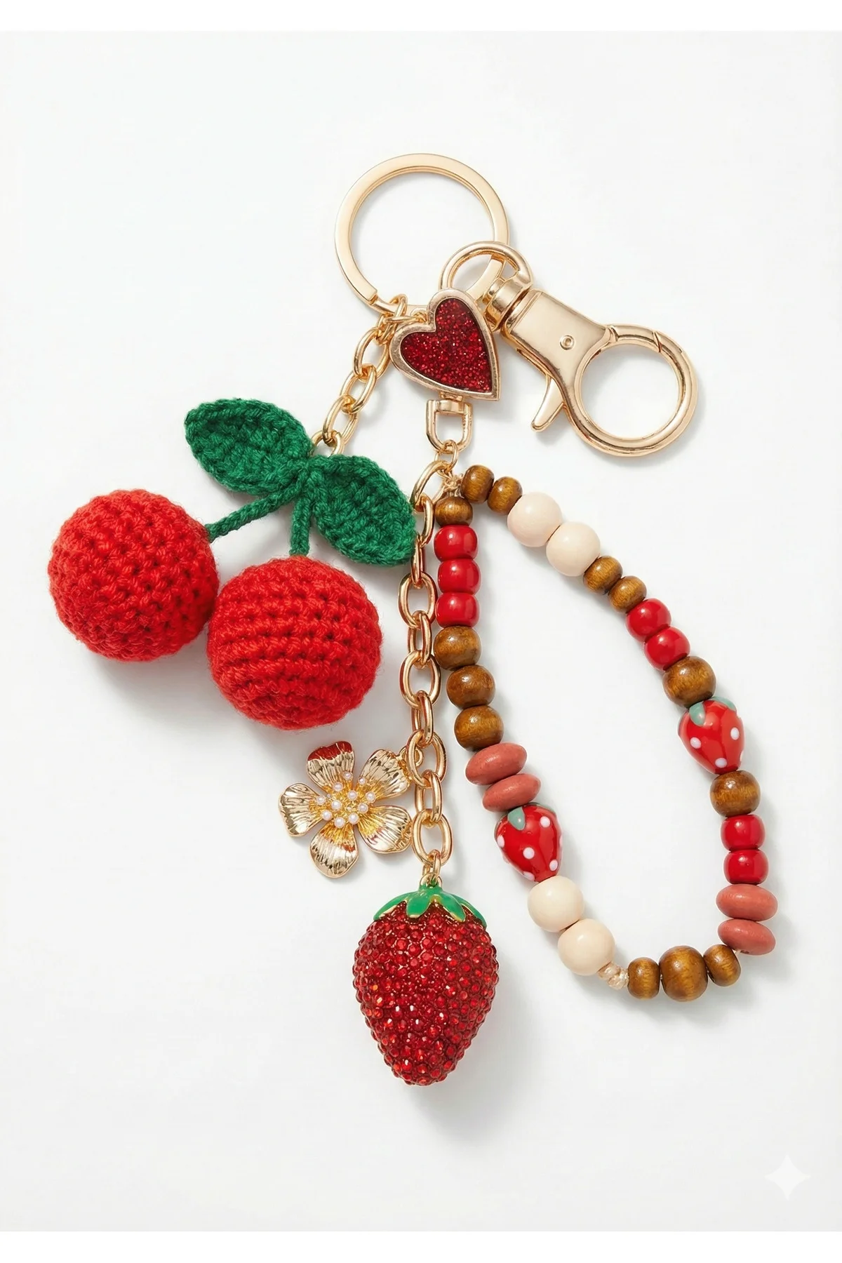 Kiraz ve Çilekli Çanta Charmi ve Anahtarlık