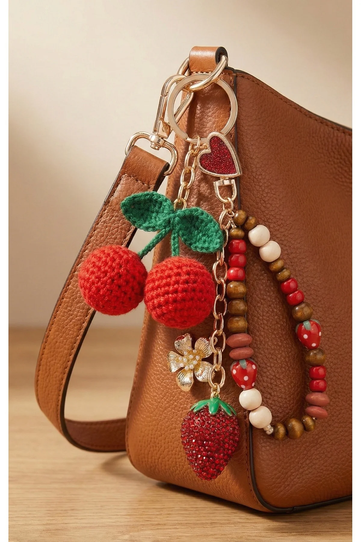 Kiraz ve Çilekli Çanta Charmi ve Anahtarlık