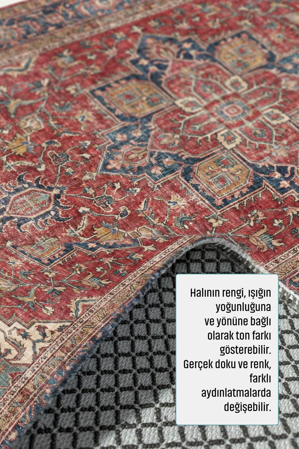Kiremit Kırmızı Lacivert Boho Eskitme Şönil Halı Kilim Yolluk Kay