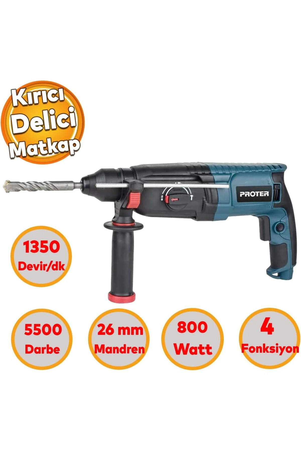 Kırıcı Delici Darbeli Matkap 800 W Ahşap Metal Beton Elektropnöma