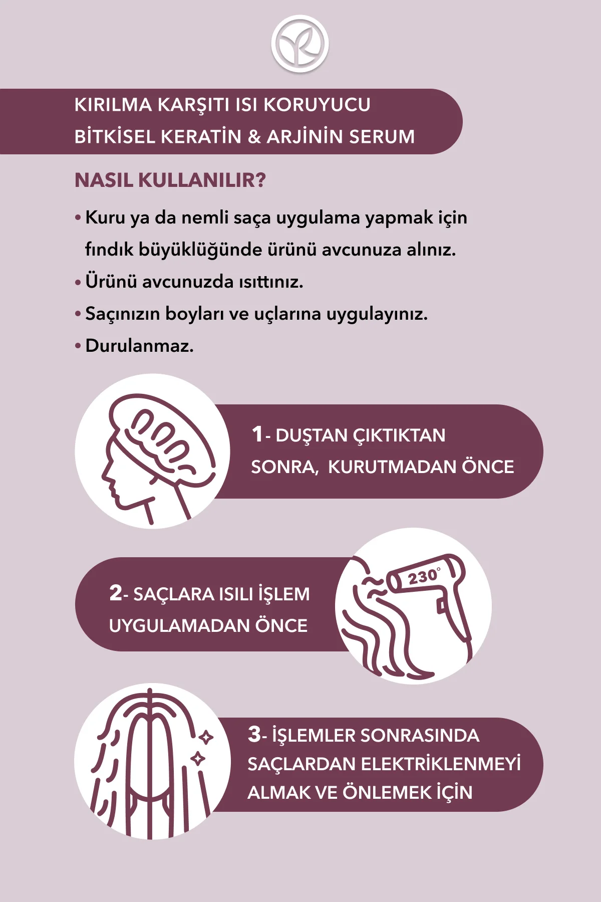 Kırılma Karşıtı Isı Koruyucu Bitkisel Keratin Arjinin Serum - Yıp
