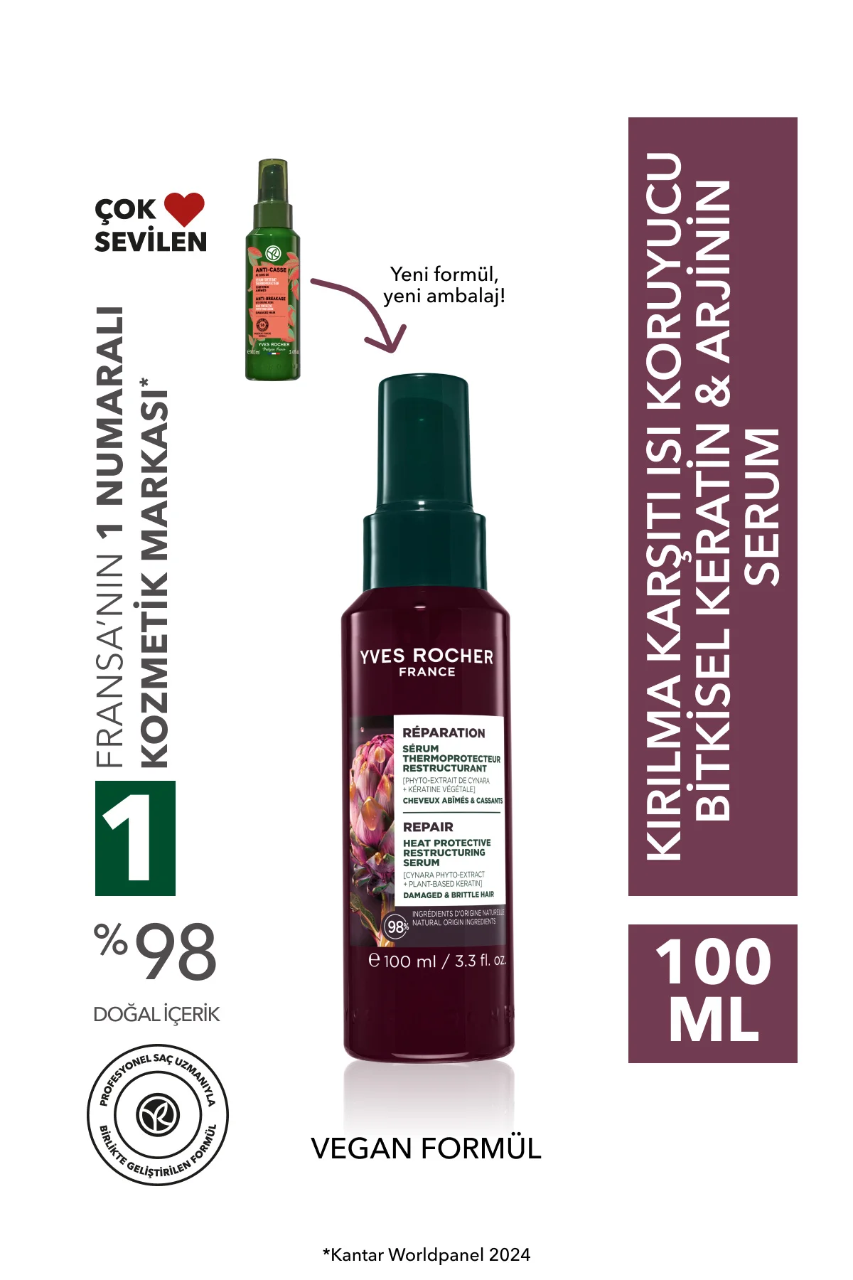 Kırılma Karşıtı Isı Koruyucu Bitkisel Keratin Arjinin Serum - Yıp