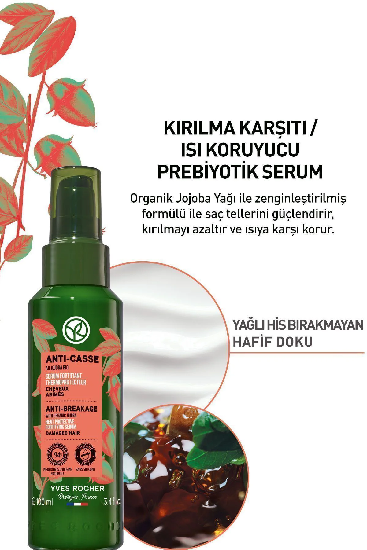 Kırılma Karşıtı Isı Koruyucu Prebiyotik Serum Vegan-100 ml