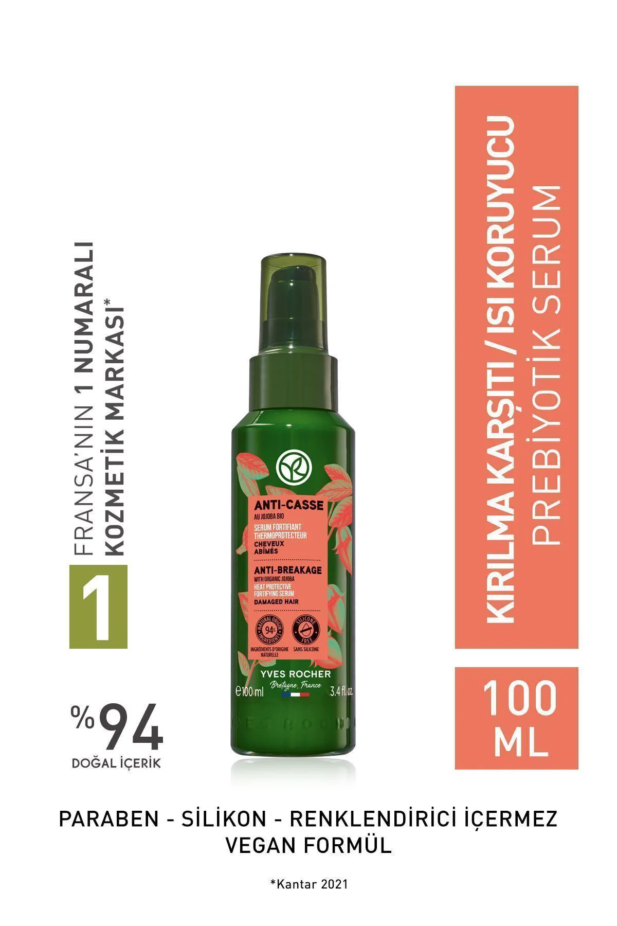 Kırılma Karşıtı Isı Koruyucu Prebiyotik Serum Vegan-100 ml
