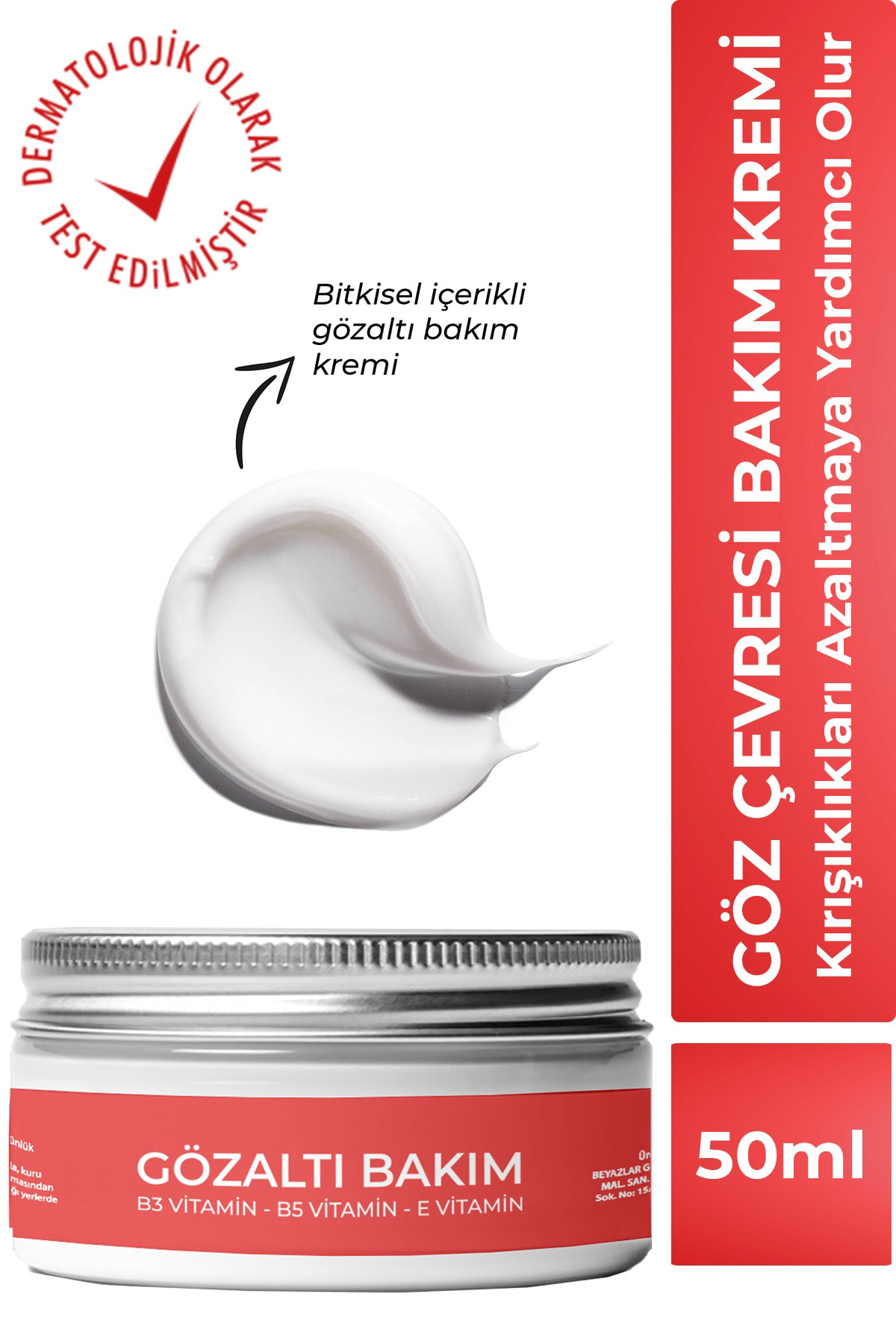 Kırışıklık Karşıtı Göz Çevresi Kremi, Göz Altı Kremi, Yoğun Nem D