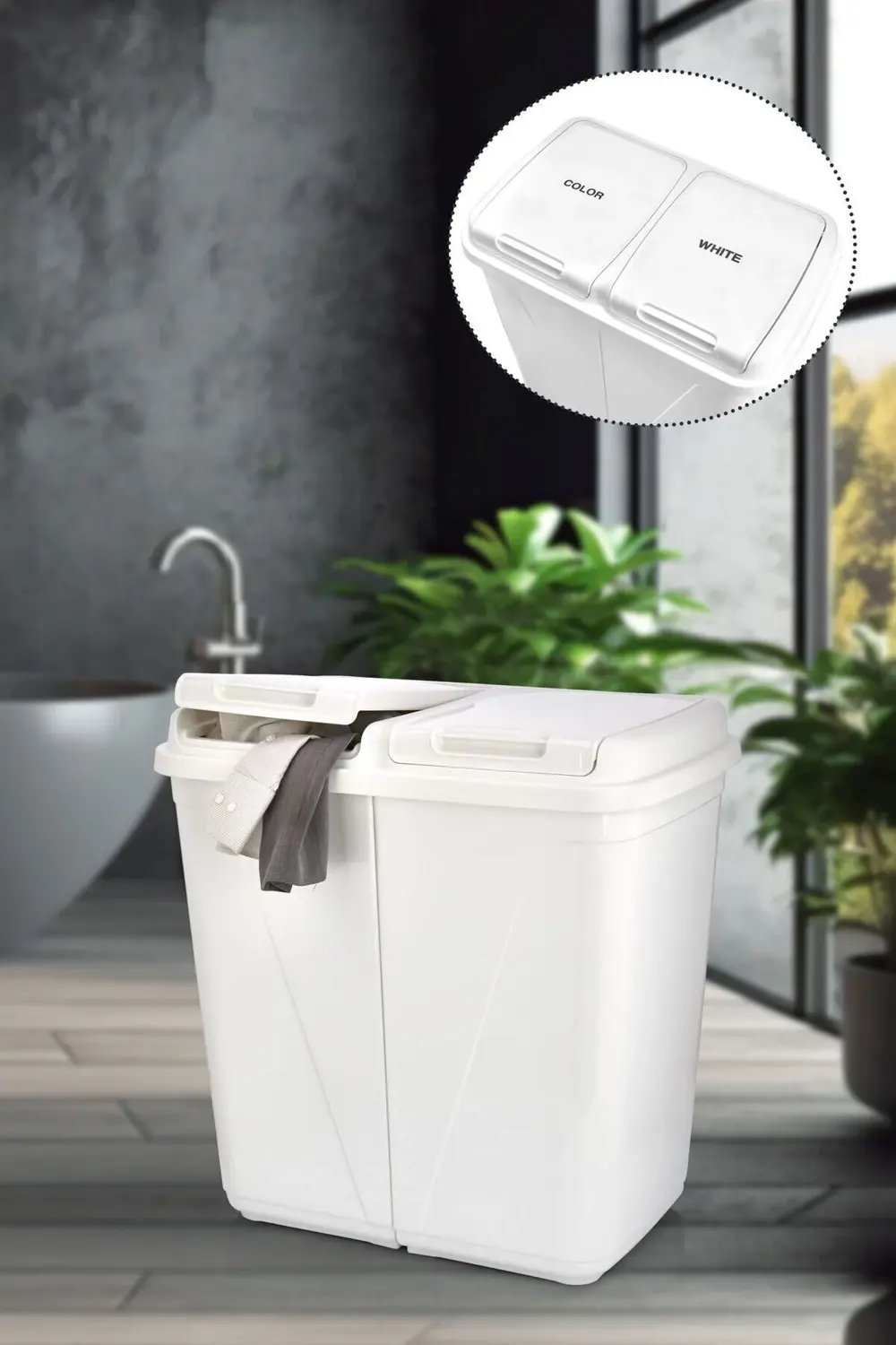 Kirli Çamaşır Sepeti Iki Bölmeli 90 Litre (büyük)