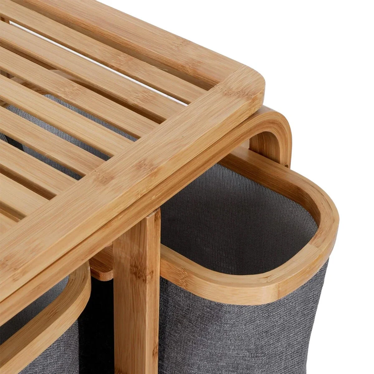 Kirli Çamaşır Sepeti Ahşap - Bambu 3 Organizer Bölmeli Kumaş Çantalı 50x30x70cm Bx40 Fiyatı, Yorumları ve Özellikleri