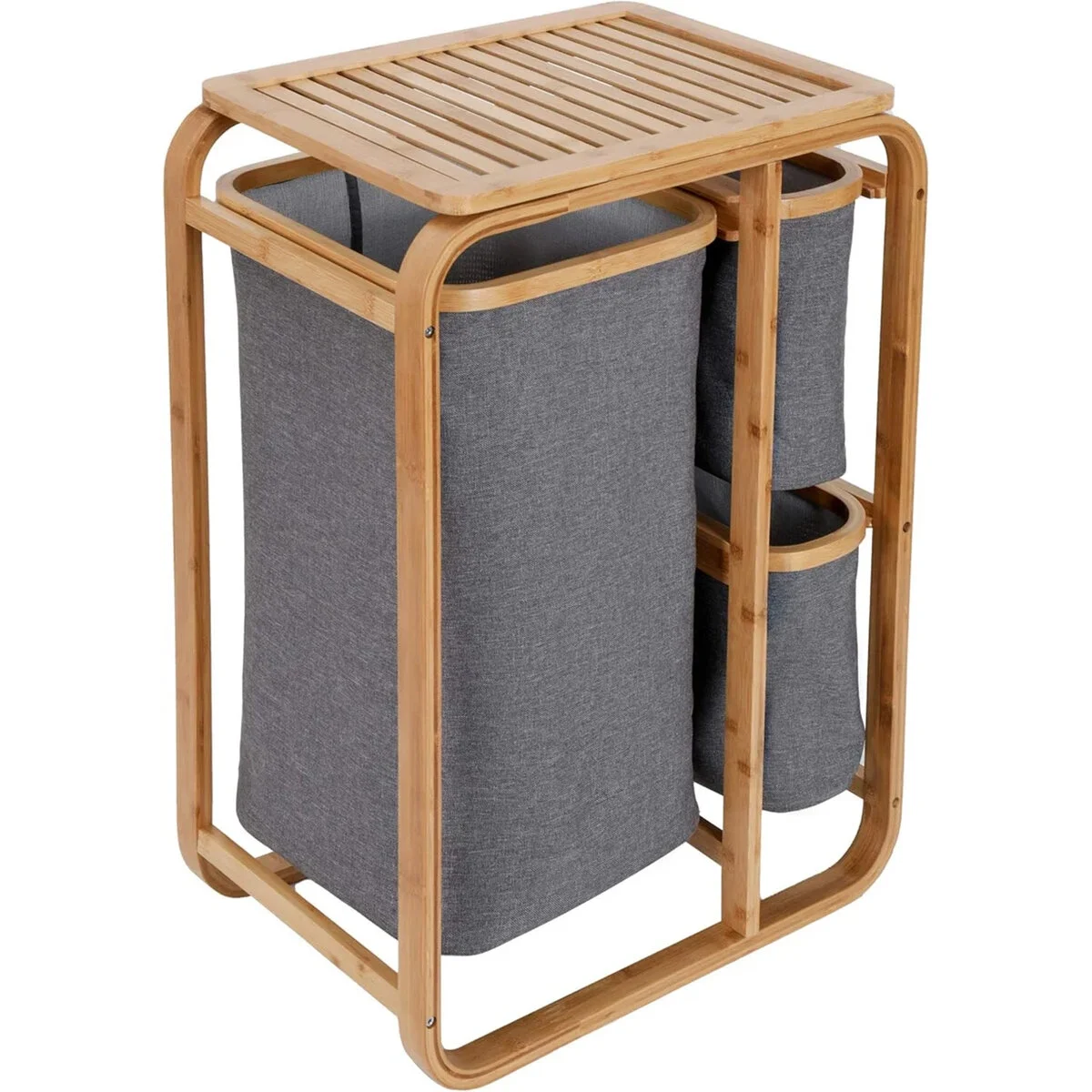 Kirli Çamaşır Sepeti Ahşap - Bambu 3 Organizer Bölmeli Kumaş Çantalı 50x30x70cm Bx40 Fiyatı, Yorumları ve Özellikleri