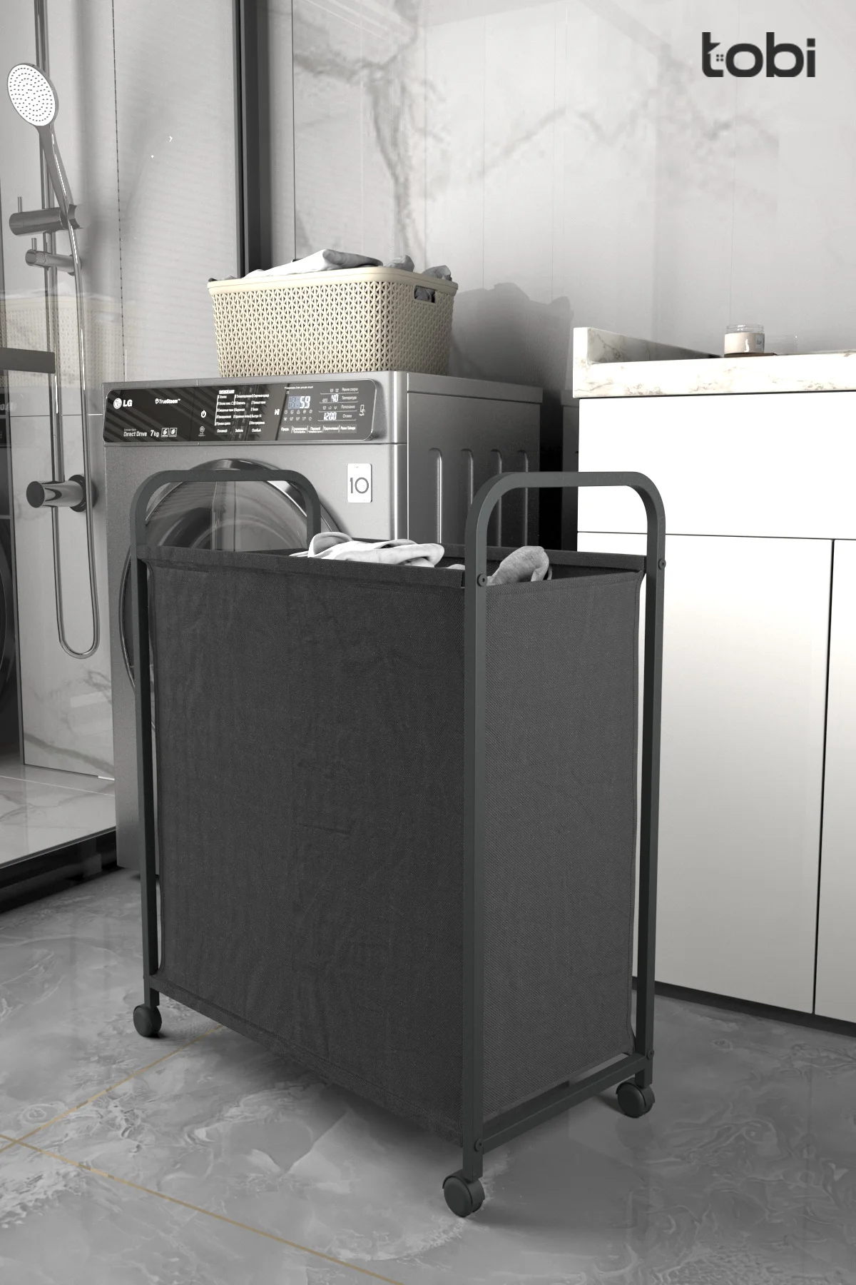 Kirli Çamaşır Sepeti Büyük Boy Metal Dayanıklı Banyo Dolabı Sepet