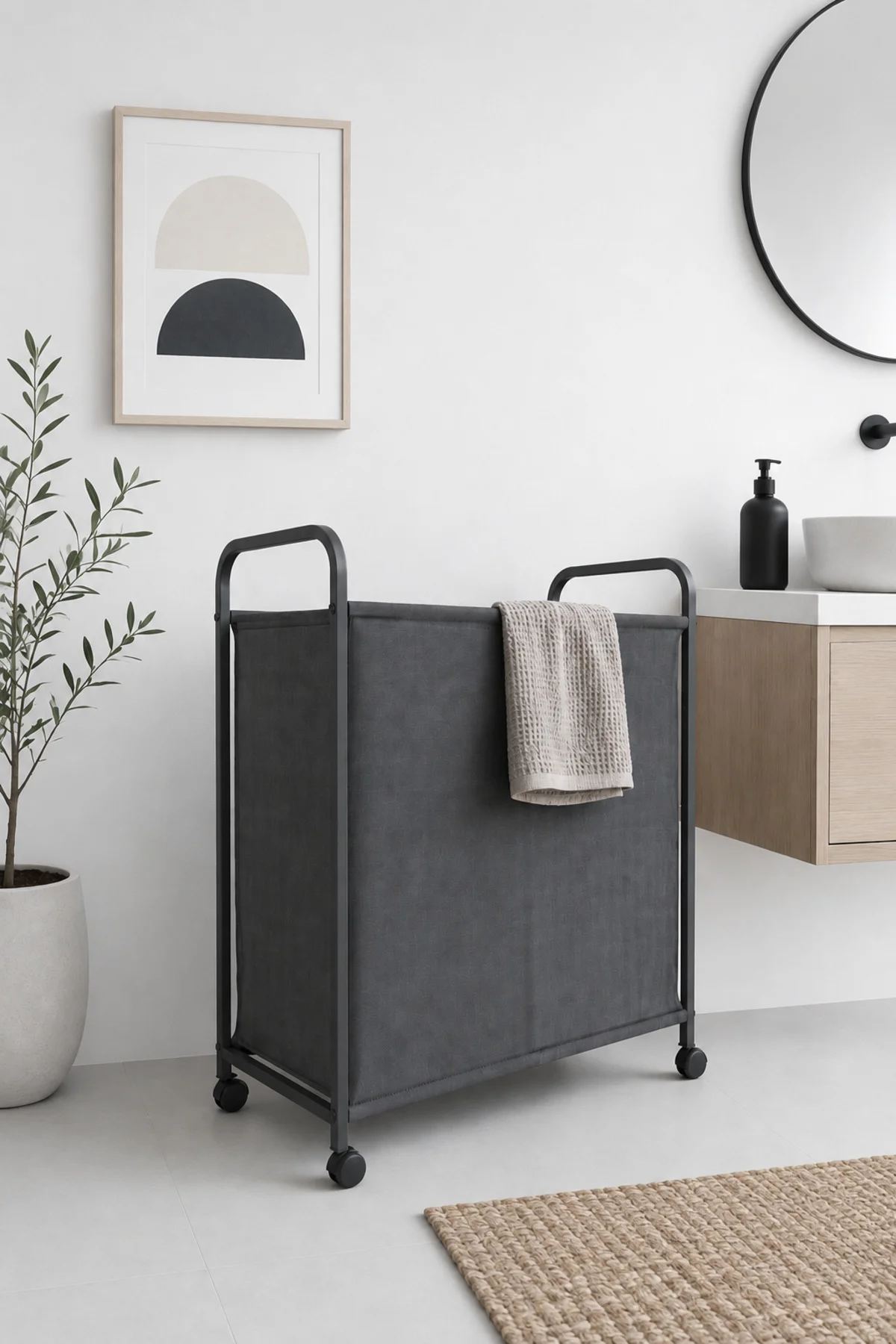 Kirli Çamaşır Sepeti Büyük Boy Metal Dayanıklı Banyo Dolabı Sepet